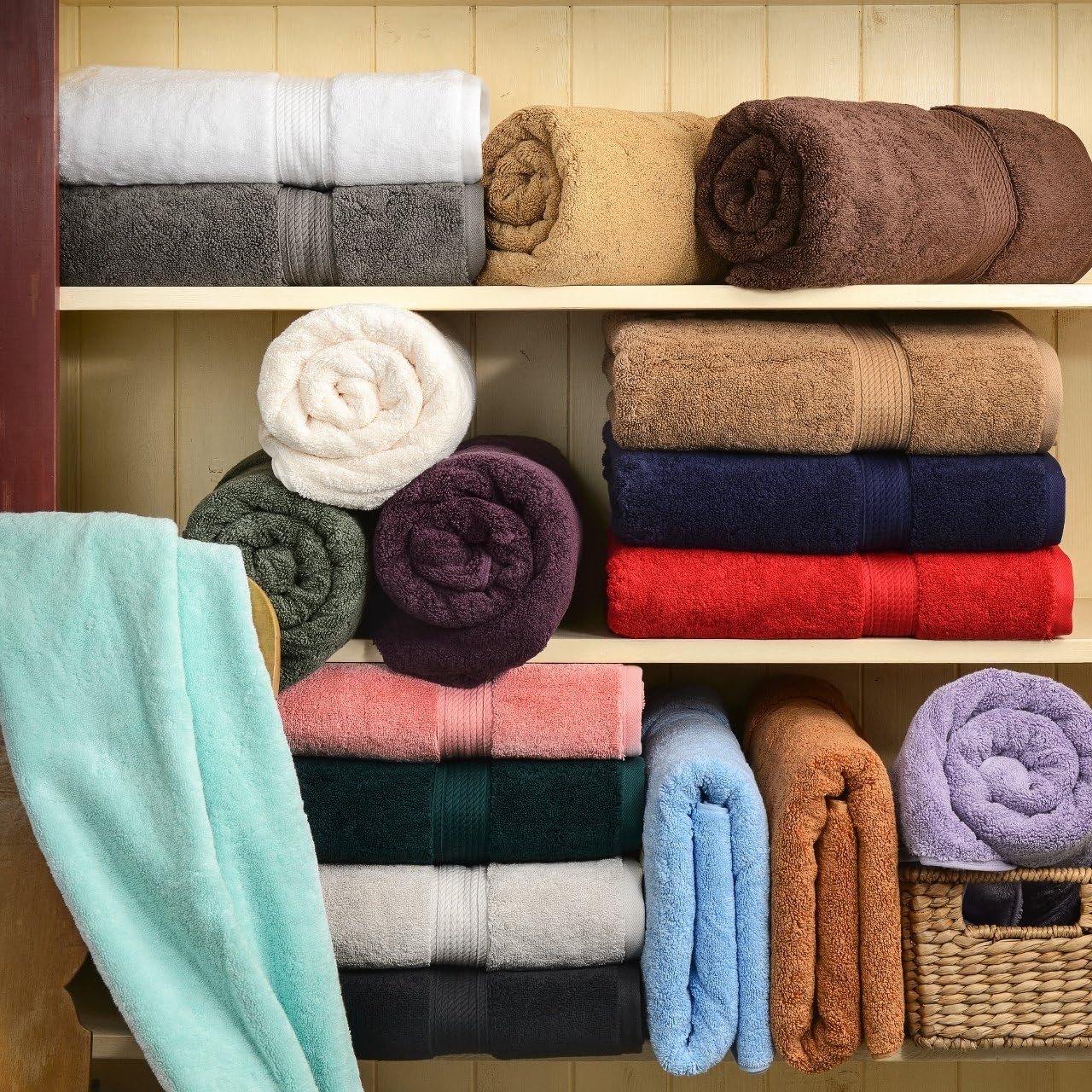 Superior Egyptian Cotton Pile Face Towel/Washcloth Set of 6, Ultra Soft Luxury Towels, Thick Plush Essentials, Absorbent Heavyweight, Guest Bath, Hotel, Spa, Home Bathroom, Shower Basics, Toast