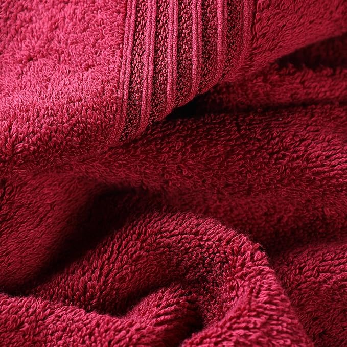 Superior Egyptian Cotton 9-Piece Towel Set, Assorted Towels for Home Bathroom, Guest Bath Decor Essentials, Includes 3 Bath, 3 Hand, 3 Face Towels/Washcloths, Quick Dry, Absorbent - Burgundy