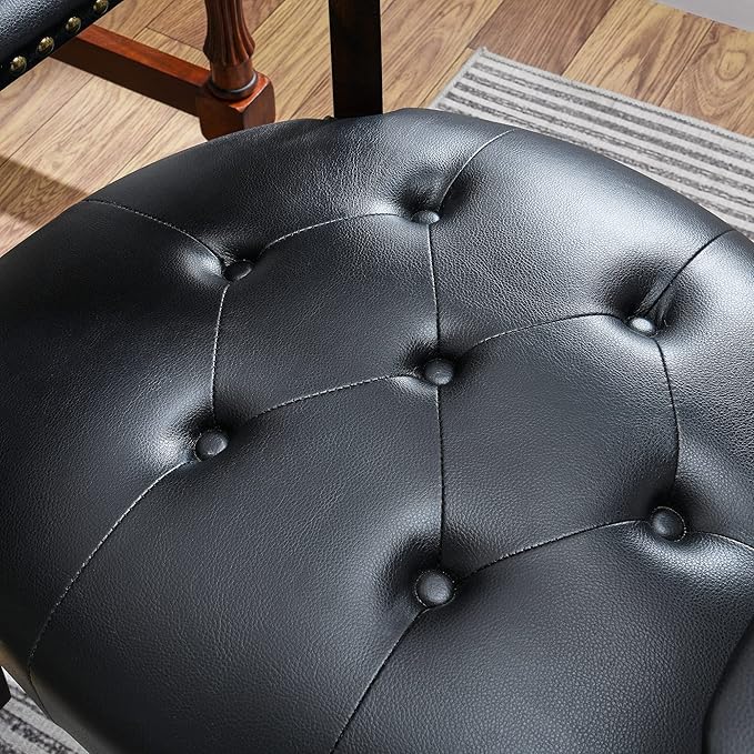 MODERION Large Dinning Chairs with Solid Wood Legs, Boss Caption's Chairs, Office Desk Chairs with Wheels, Classic Swivel Accent Chairs with Upholstered, 31.5”H for Living Kitchen Black SY318BK