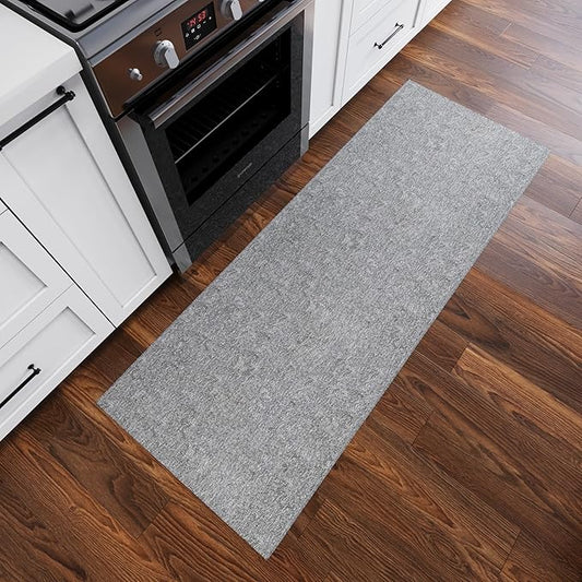 Ottomanson 2'7" x 6' Ultra-Thin Hallway Runner Rug - Durable Non-Slip Carpet for High-Traffic Areas - Fits Under Doors for Seamless Entry - Ideal for Kitchen, Entryway, Bedroom & Living Room, Gray