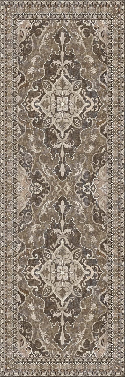 Washable Runner Rug 2x6 | Non Slip Rug Runners for Hallways, Entryways, Kitchens, Bathrooms, Bedrooms | Ultra-Soft Flannel Carpet Runners with Rubber Backing (Dark Sage, 2x6)