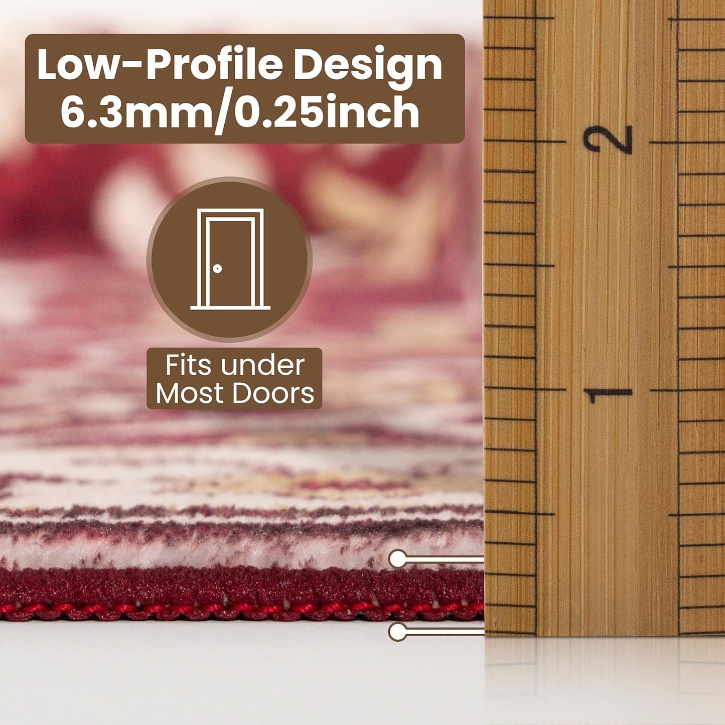 Washable Runner Rug 2x6 | Non Slip Rug Runners for Hallways, Entryways, Kitchens, Bathrooms, Bedrooms | Ultra-Soft Flannel Carpet Runners with Rubber Backing (Royal Red, 2x6)