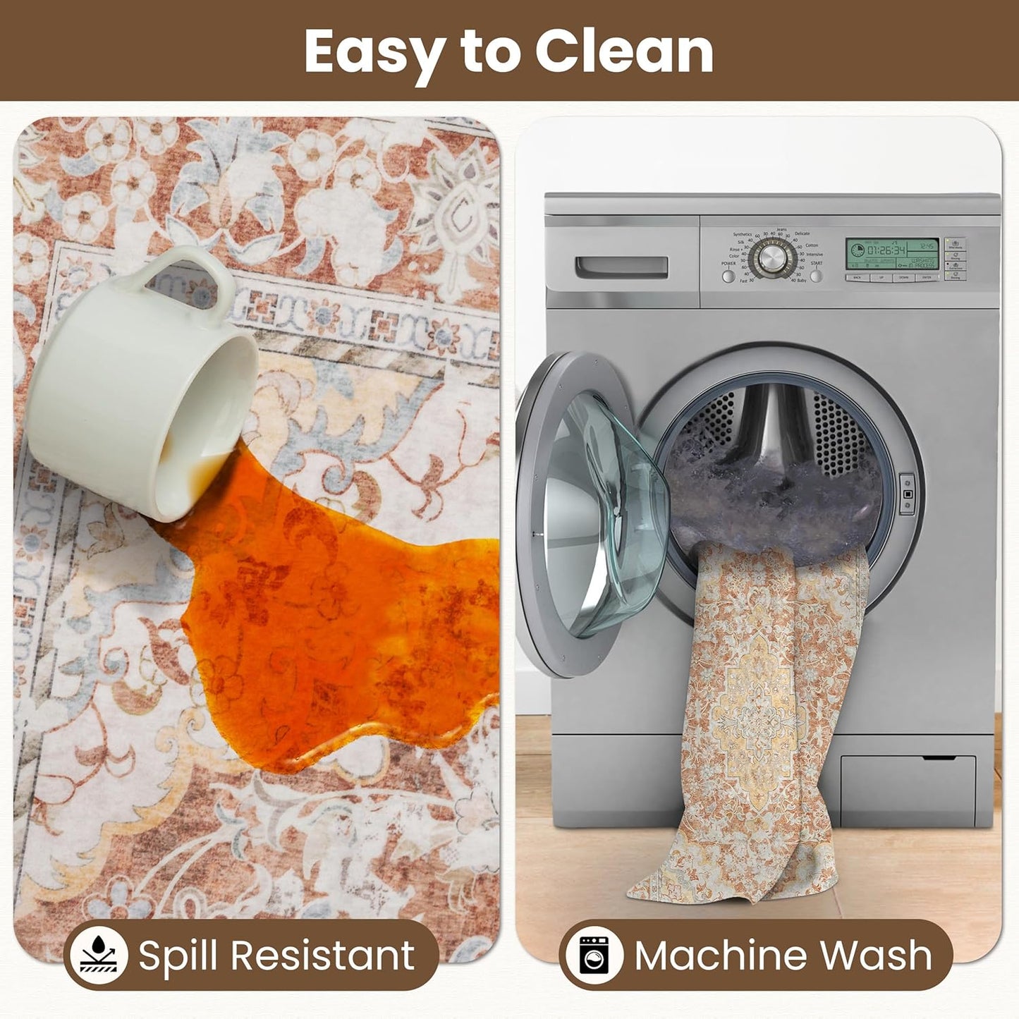 Washable Runner Rug 2x6 | Non Slip Rug Runners for Hallways, Entryways, Kitchens, Bathrooms, Bedrooms | Ultra-Soft Flannel Carpet Runners with Rubber Backing (Brick Red, 2x6)