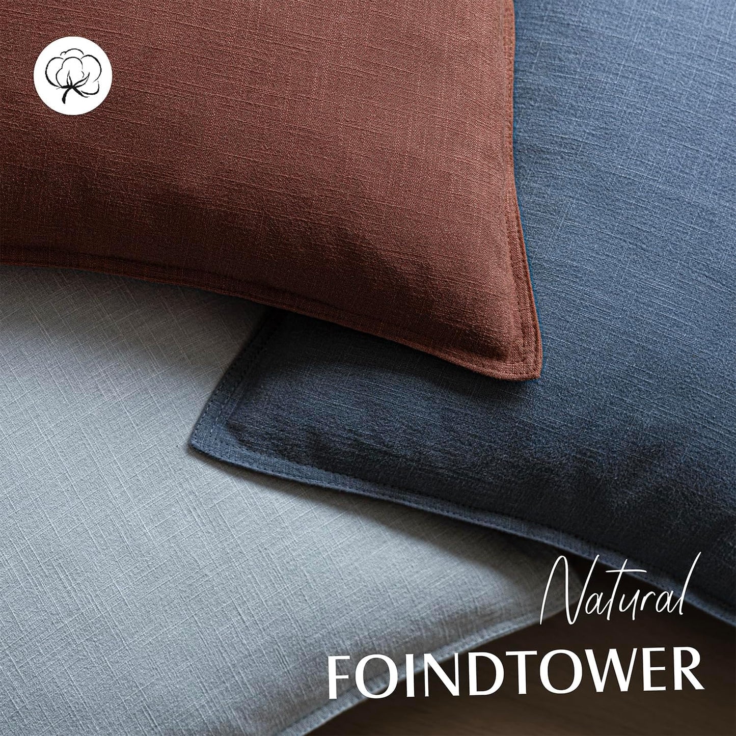 Foindtower Pack of 2, Decorative Linen Soild Throw Pillow Covers Soft Accent Lumbar Cushion Case Boho Farmhouse Pillowcase for Chair Couch Sofa Bedroom Living Room Home Decor 12 x 20 Inch Rust Red
