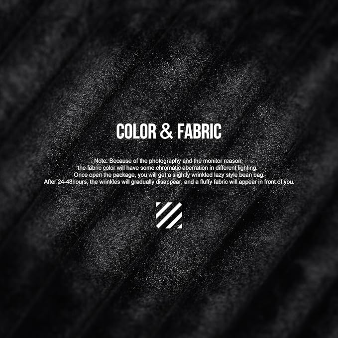 Hobestluk 3ft Bean Bag Chairs for Adults Large Beanbag Chair with Stripe Plush Cover Big Bean Bag Chair for Living Room Bedroom Dorm Office - Black (36” x 36” x 22”)