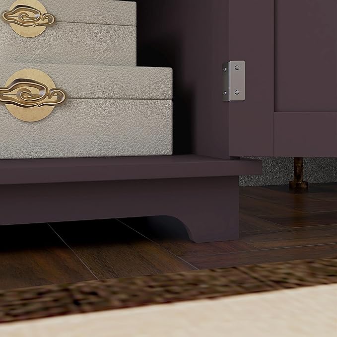 HOMCOM Sideboard with Solid Wood Countertop, Modern Kitchen Storage Cabinet, Coffee Bar Cabinet with 2 Drawers, Doors and Adjustable Shelf, Coffee