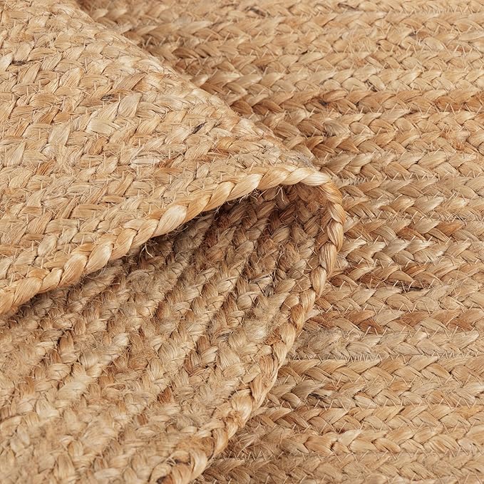 REDEARTH · Rectangular Area Rug - 2'x3' Braided Natural Jute with Non-Skid Backing - Handwoven Boho Rug for Bedroom, Kitchen, Living Room - Farmhouse Aesthetic Home Decor - Durable Handmade Rug