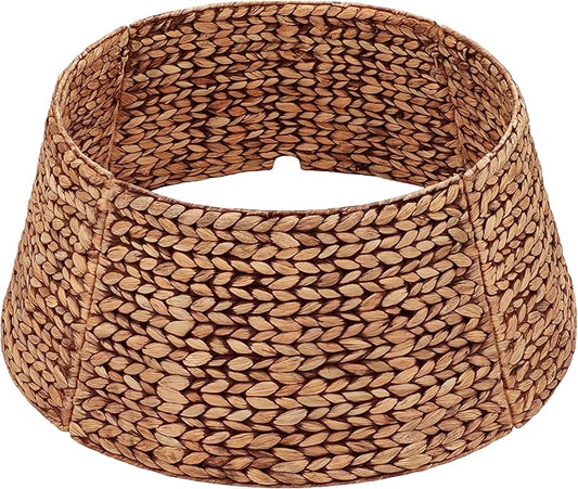 CENBOSS Rattan Christmas Tree Collar, Wicker Tree Skirt & Stand Base Cover (Brown Wash, 24 inch)