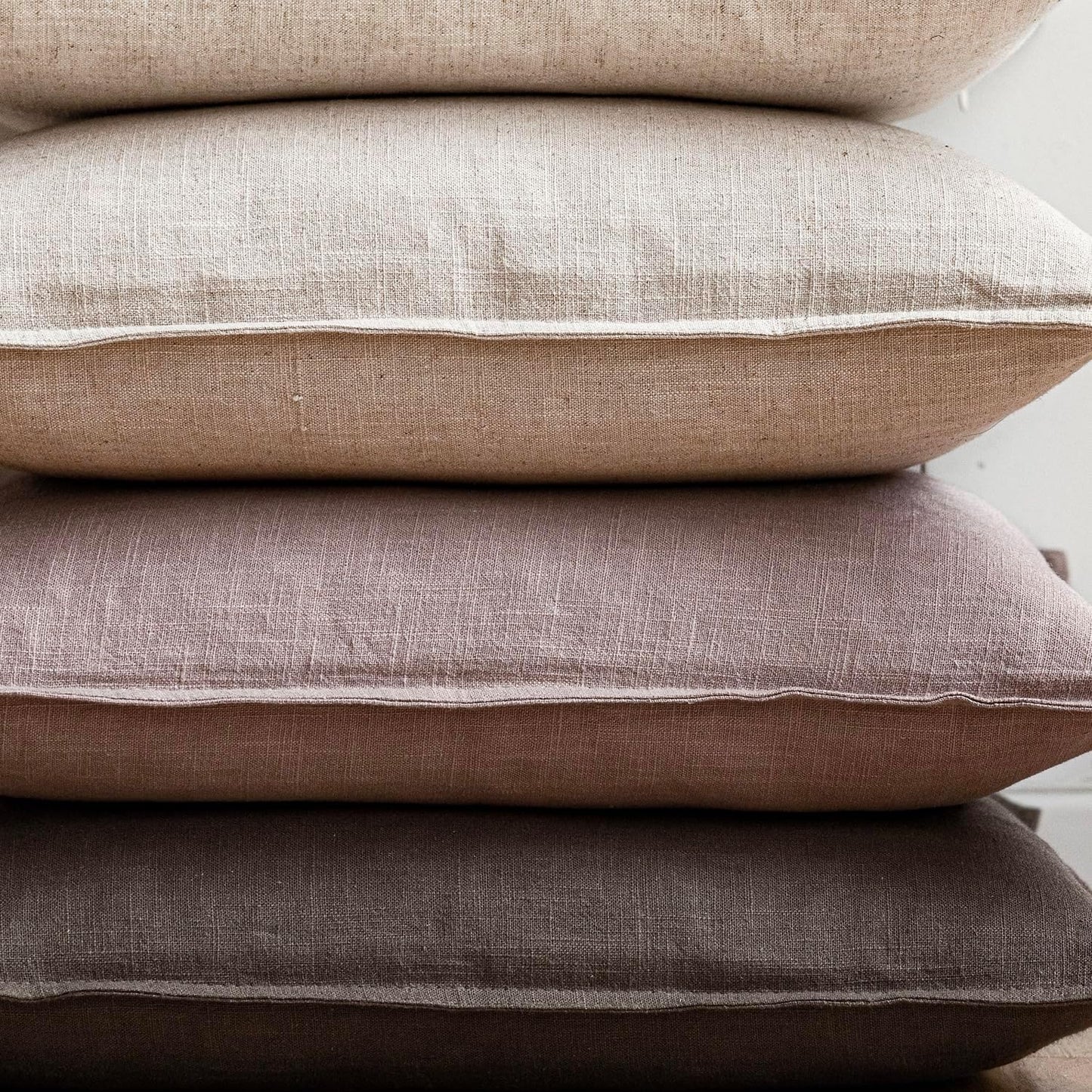 Foindtower Set of 2, Decorative Linen Soild Throw Pillow Covers Soft Accent Euro Cushion Case Boho Farmhouse Pillowcase for Chair Couch Sofa Bedroom Living Room Home Decor 16 x 16 Inch Dusty Pink