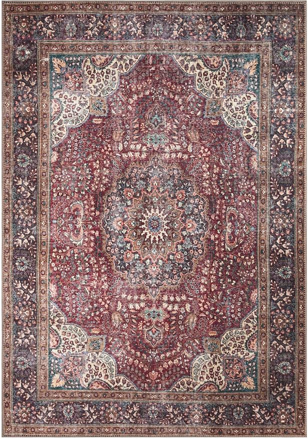 Keen Home Design 10x14 Rug - Machine Washable Area Rug with Non-Slip Backing, Ideal for Living Room, Dining Room, Bedroom - Vintage, Easy Clean, Durable, Low Pile Rug - (9'7" x 14')