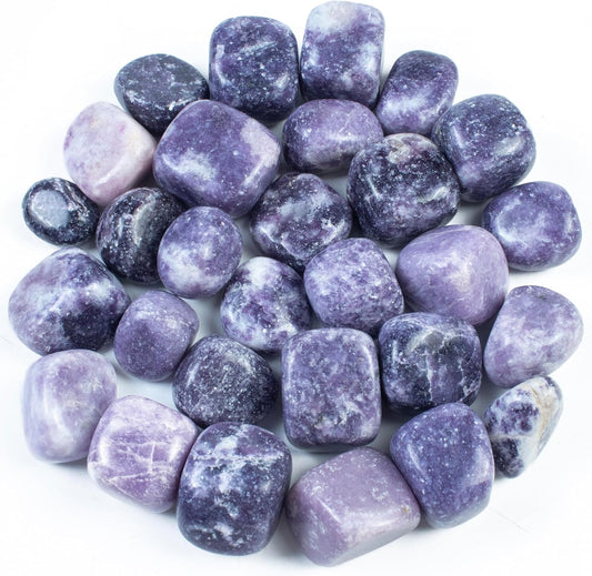 Crocon 1LB Lepidolite Tumbled Stones and Crystals Bulk 2000+ Carats - Polished Stones - Rock Collection - vase Filler tumbles - Crystals Healing Reiki - Gemstone Gifts - Fountain tumbles | 20-25 mm,