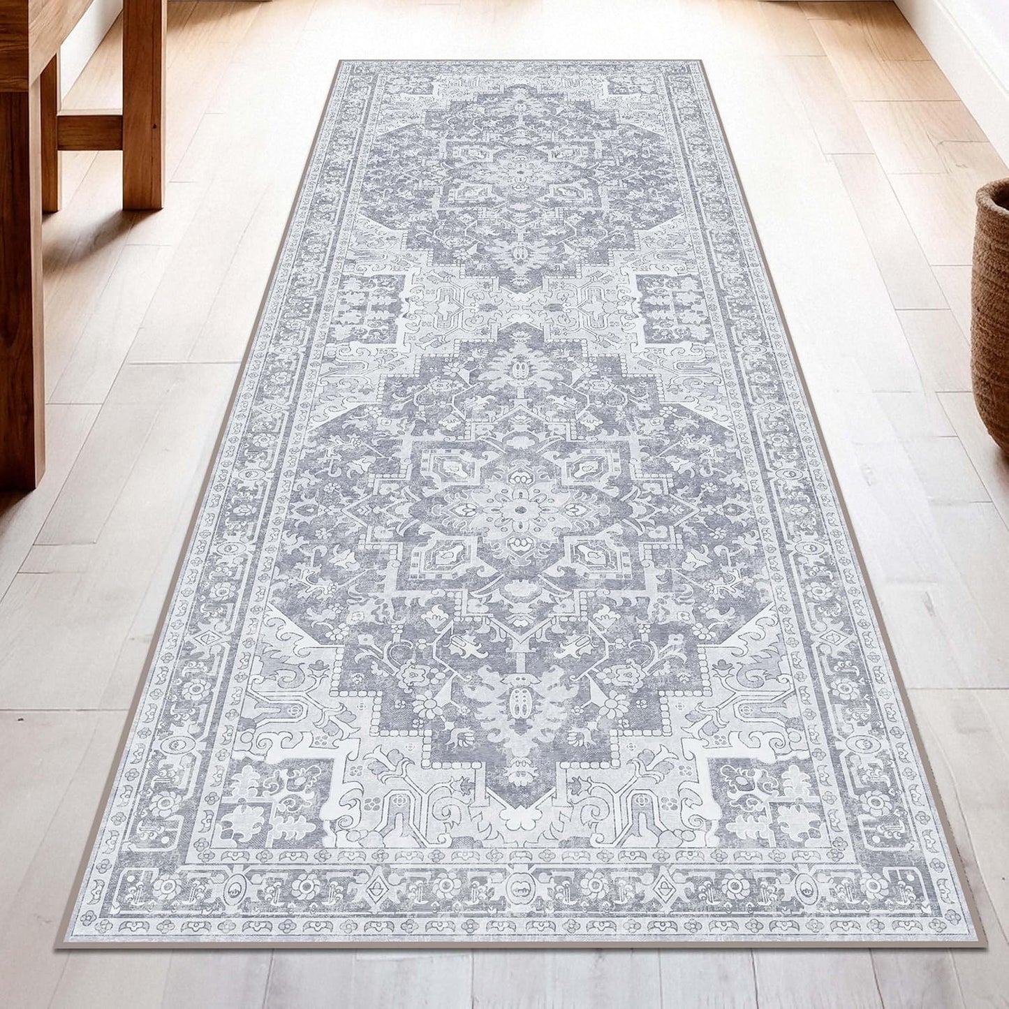 Washable Runner Rug 2x6 | Non Slip Rug Runners for Hallways, Entryways, Kitchens, Bathrooms, Bedrooms | Ultra-Soft Flannel Carpet Runners with Rubber Backing (Glacier Grey, 2x6)