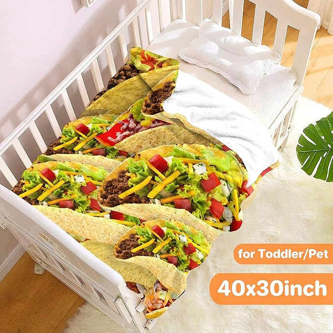 Taco Blanket Food Throws Funny Gift for Kids Girl Boys Lightweight Fleece Throw Novelty Realistic Super Soft Comfy Gifts for Teens Women Men Flannel Bedding Sheet Blankets for Couch Sofa,50"x40"
