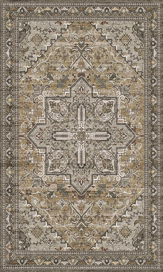 Washable Entryway Rug 3x5 | Non Slip Rug Runners for Hallways, Entryways, Kitchens, Bathrooms, Bedrooms | Ultra-Soft Flannel Carpet Kitchen Rug with Rubber Backing (Moss, 3x5)