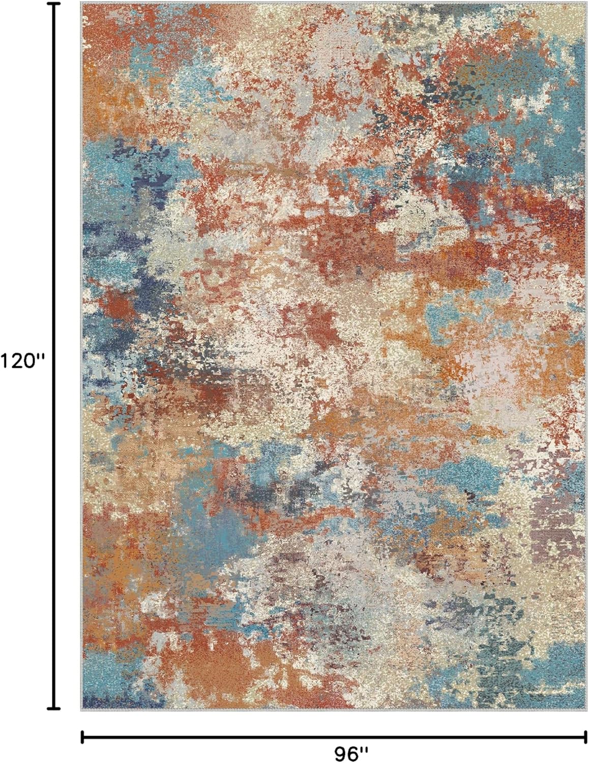 Area Rugs 8x10 Machine Washable Area Rugs for Living Room Bedroom Dining Room, Large Modern Abstract Colorful Soft Rugs, Indoor Low Pile Carpet with Non Slip Rubber Backing, Multi Red