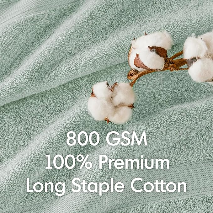 Madison Park 800GSM Bath Sheet Towel Oversized 34" x 68" 2 Pack 100% Cotton Bath Towel Set Highly Absorbent Hotel Spa Quality for Bathroom, Seafoam
