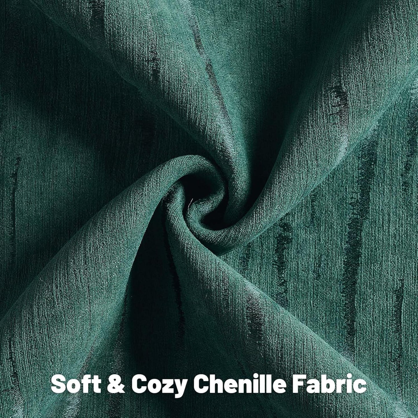 FUTEI Dark Green Chenille Decorative Throw Pillow Covers 12x20 Inch Set of 2,Soft Embossed Striped Textured Lumbar Pillow Cases,Modern Home Decor for Couch Bed Living Room