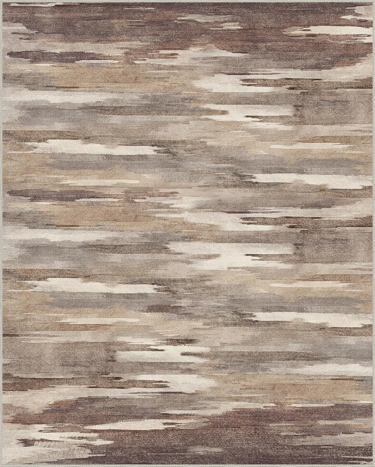 Area Rugs 8x10 Machine Washable Rug for Bedroom Living Room Dining Room, Large Modern Abstract Soft Rugs, Indoor Low Pile Carpet with Non Slip Rubber Backing, Mocha Brown