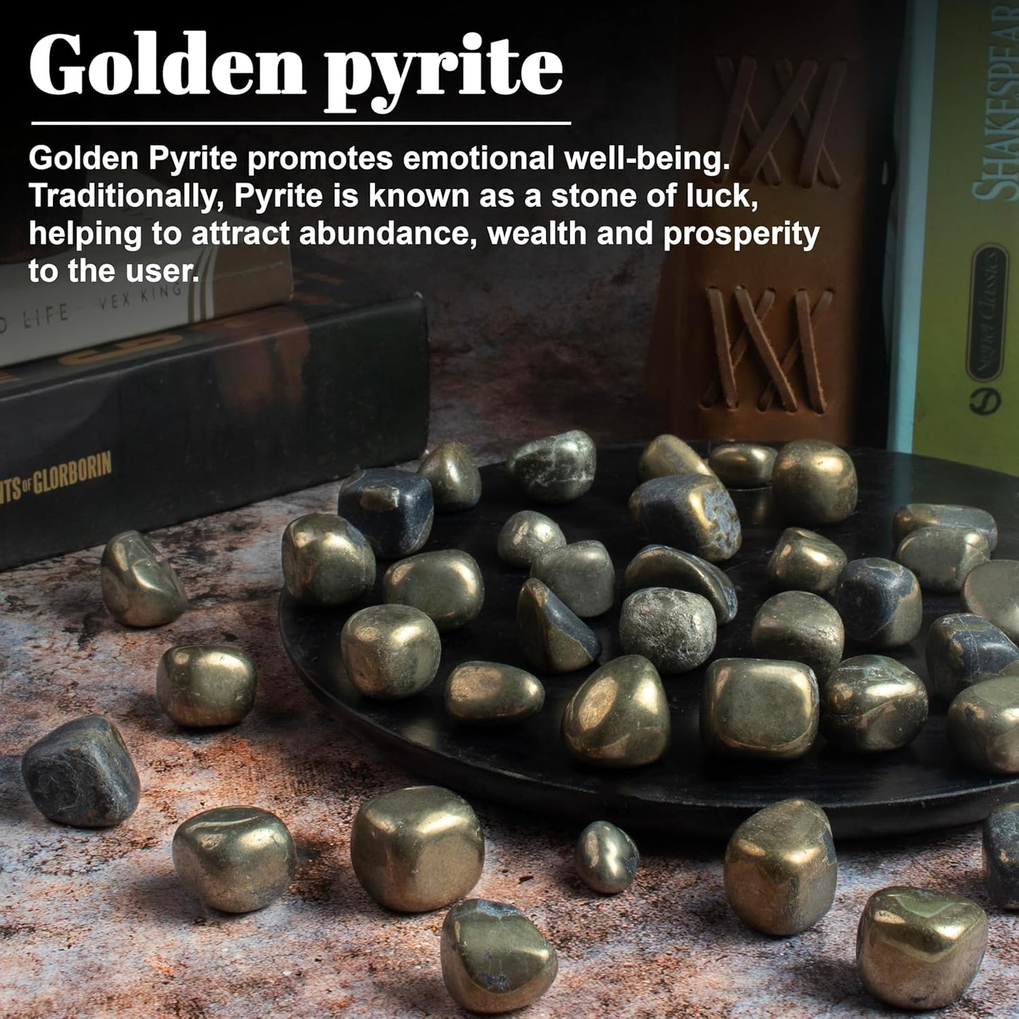 Crocon 1LB Golden Pyrite Tumbled Stones and Crystals Bulk Natural Crystal Kit for Reiki Healing Crystal Polished, Tumble Stones, Chakra Balancing, Good Luck, Reiki Gift, Home Decor Size : 20-25 mm
