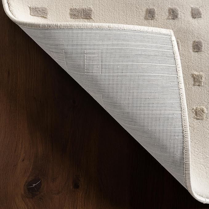 nuLOOM 2' x 3' Indoor Area Rug, 100% Recycled PET, Machine Washable, Oeko-TEX Certified, Medium Pile, Pet-Friendly, Rowyn Geometric Cream