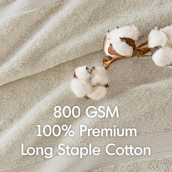 Madison Park 800GSM Bath Sheet Towel Oversized 34" x 68" 2 Pack 100% Cotton Bath Towel Set Highly Absorbent Hotel Spa Quality for Bathroom, Natural