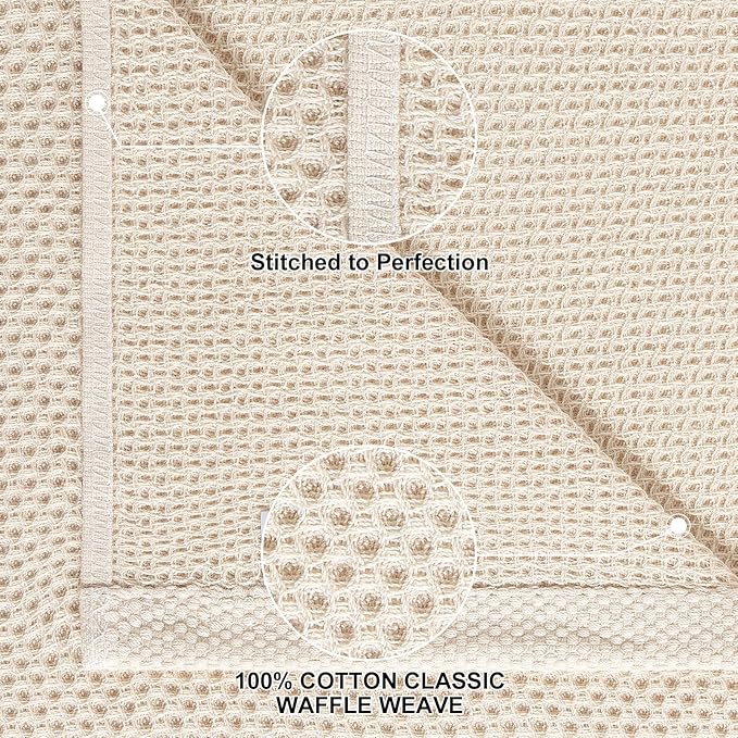 Homaxy 100% Cotton Kitchen Towels and Dishcloths Set, 12 x 12 Inches and 13 x 28 Inches, Set of 12 Bulk Kitchen Towels Set, Ultra Soft Absorbent Dish Cloths for Washing Dishes, Beige