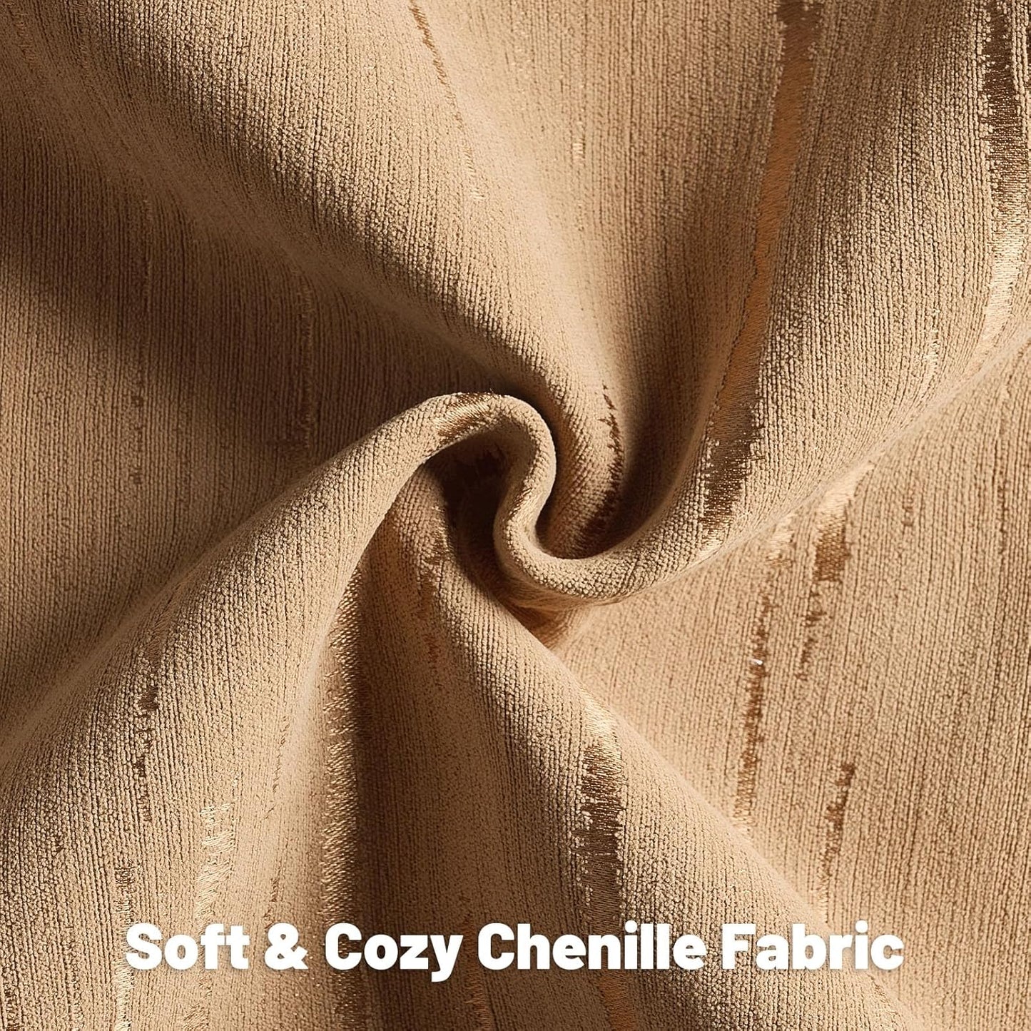 FUTEI Bronze Chenille Decorative Throw Pillow Covers 20x20 Inch Set of 2,Soft Embossed Striped Textured Cushion Case,Modern Home Decor for Couch Bed Living Room