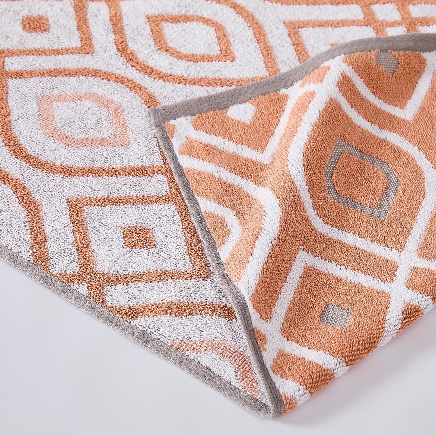 Modern Threads Oxford 6-Piece 100% Cotton Towel Set – Yarn Dyed Jacquard & Solid – Includes 2 Bath Towels, 2 Hand Towels, 2 Washcloths – Absorbent, Quick Dry, Soft & Durable – Orange