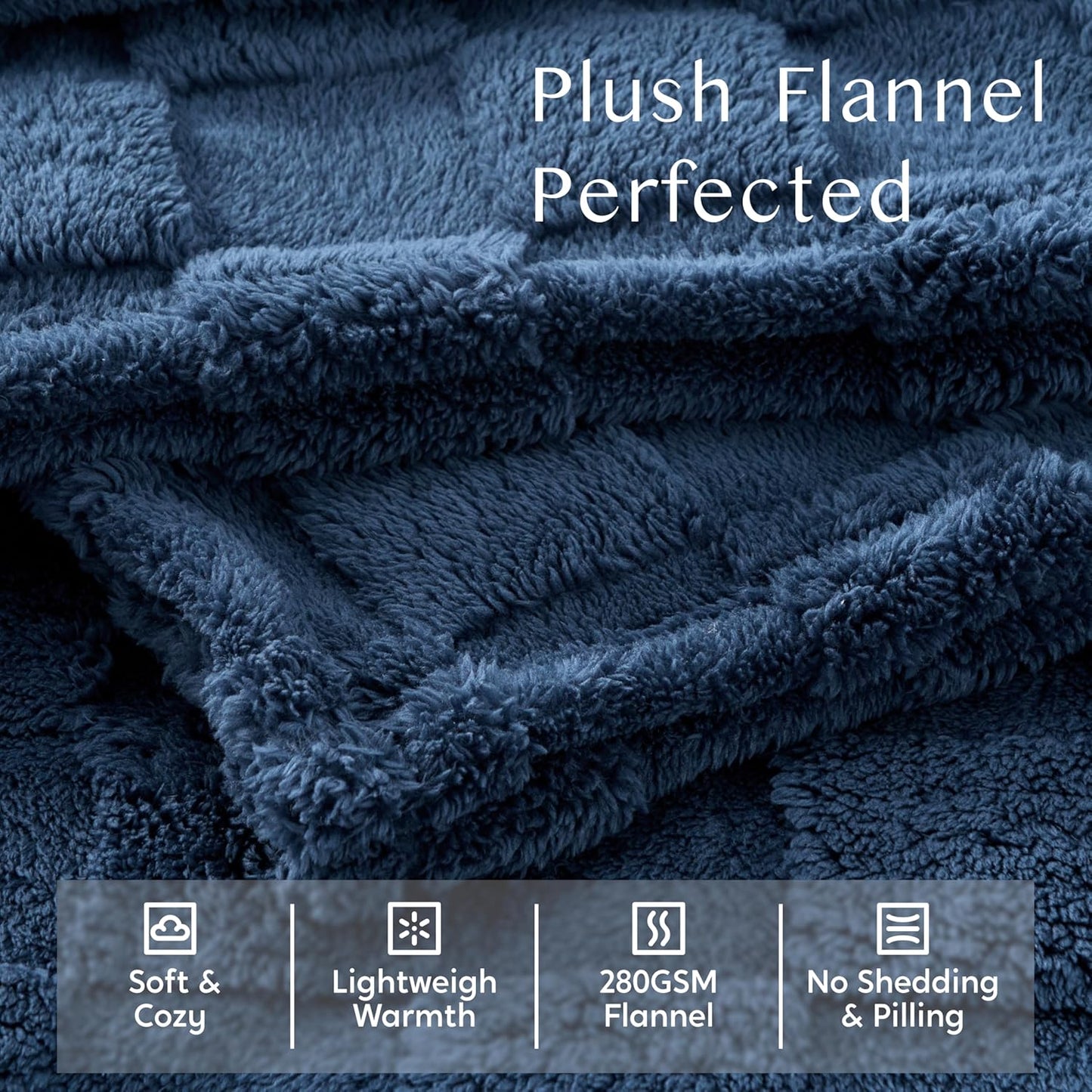 Joiedomi Throw Blanket for Couch, Soft Blue Fleece Checkered Blankets Gifts for Women Mom Girls, 280GSM Cozy Cute Soft Throw Home Room Decor Aesthetic Gifts 50x60 Inches