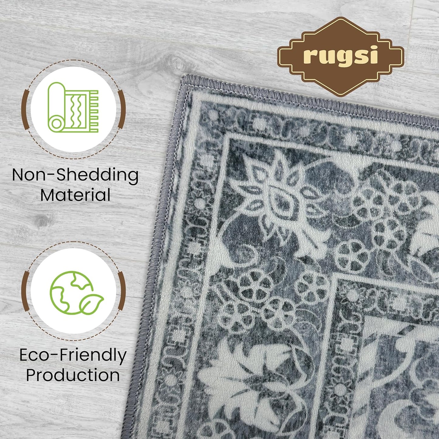 Washable Runner Rug 2.5x8 | Non Slip Rug Runners for Hallways, Entryways, Kitchens, Bathrooms, Bedrooms | Ultra-Soft Flannel Carpet Runners with Rubber Backing (Light Grey, 2.5x8)