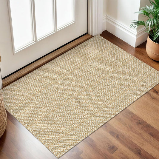 IOHOUZE Small Area Rug 2x3 Washable Woven Rugs for Entryway Non Slip Rubber Backed Front Door Rugs Indoor Doormat Throw Rug Floor Carpet for Entrance Kitchen, Warm Beige/Orange/Apricot