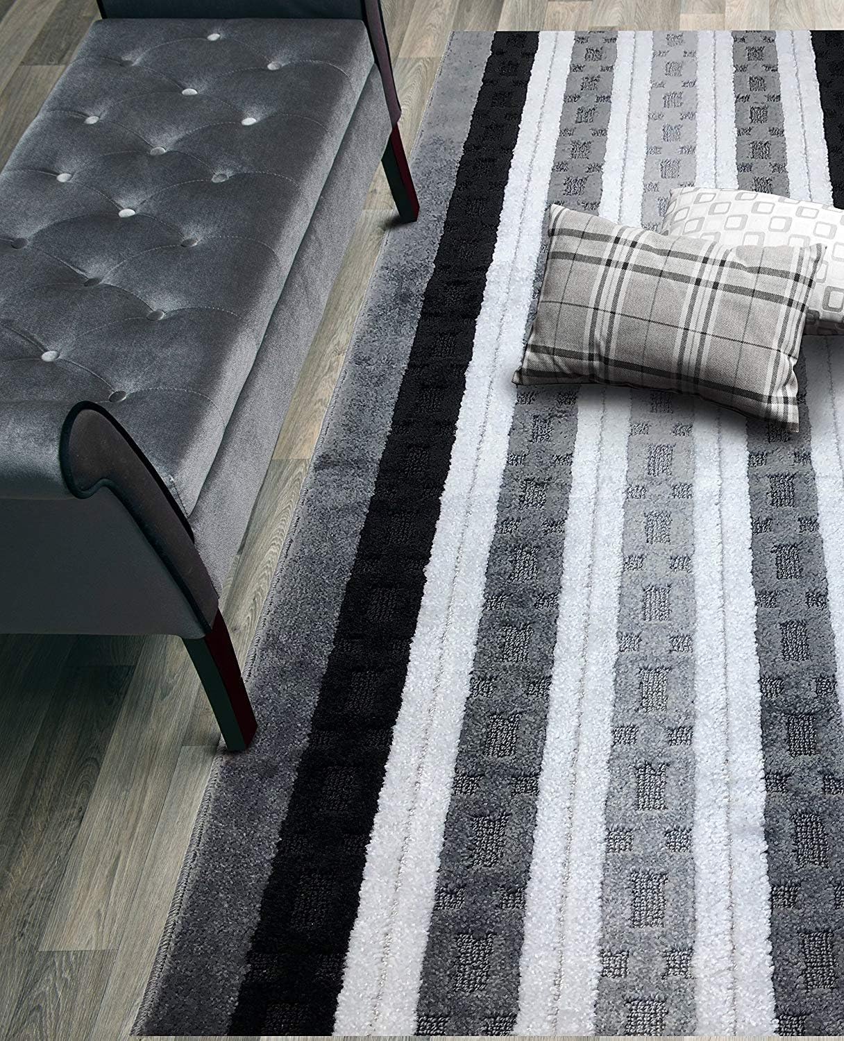 Custom Length Hallway Runner Rug,Slip Resistant,Chain Anthracite, 26 Inch X 22 feet, Sold and Priced Per Foot