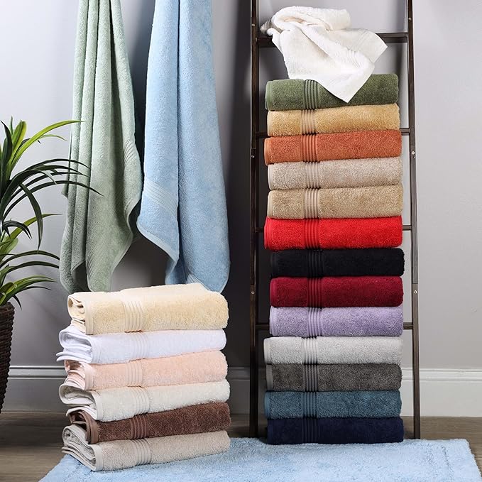 Superior Egyptian Cotton 9-Piece Towel Set, Assorted Towels for Home Bathroom, Guest Bath Decor Essentials, Includes 3 Bath, 3 Hand, 3 Face Towels/Washcloths, Quick Dry, Absorbent - Ivory