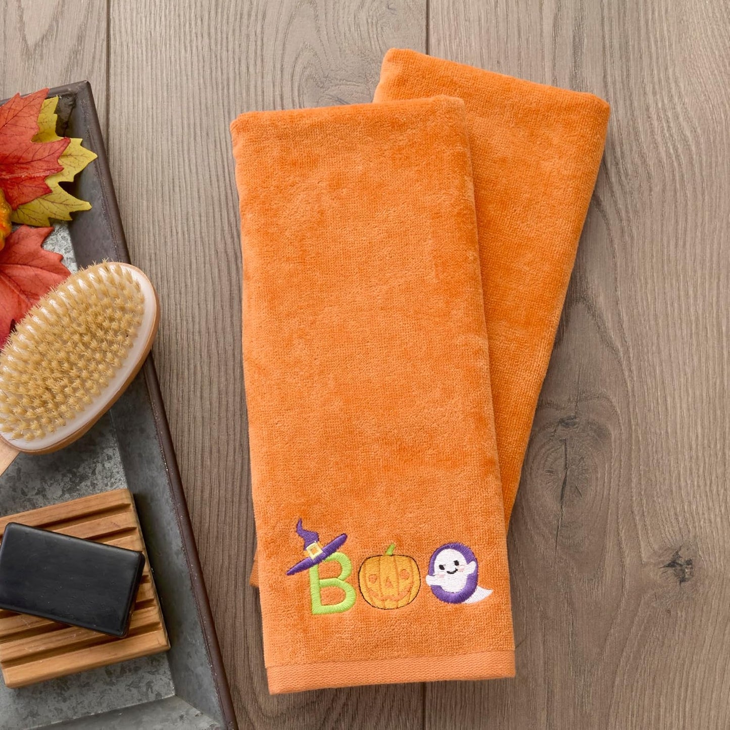 SKL Home Halloween Boo Hand Towel Set for Bath/Kitchen/Bar & Gift, 2 Count