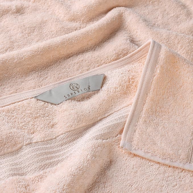 Superior Egyptian Cotton 12-Piece Towel Set, Assorted Towels for Home Bathroom, Guest Bath Decor Essentials, Includes 4 Bath, 4 Hand, 4 Face Towels/Washcloths, Quick Dry, Absorbent - Peach