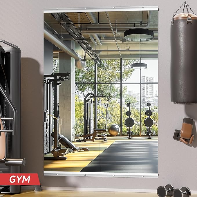 Home Gym Mirror, 67'' x 24'' x 2PCS, Large Full Body Mirror for Yoga, Frameless Tempered Glass, Wall Mounted for Home Gym, Garage, Bedroom, Bathroom