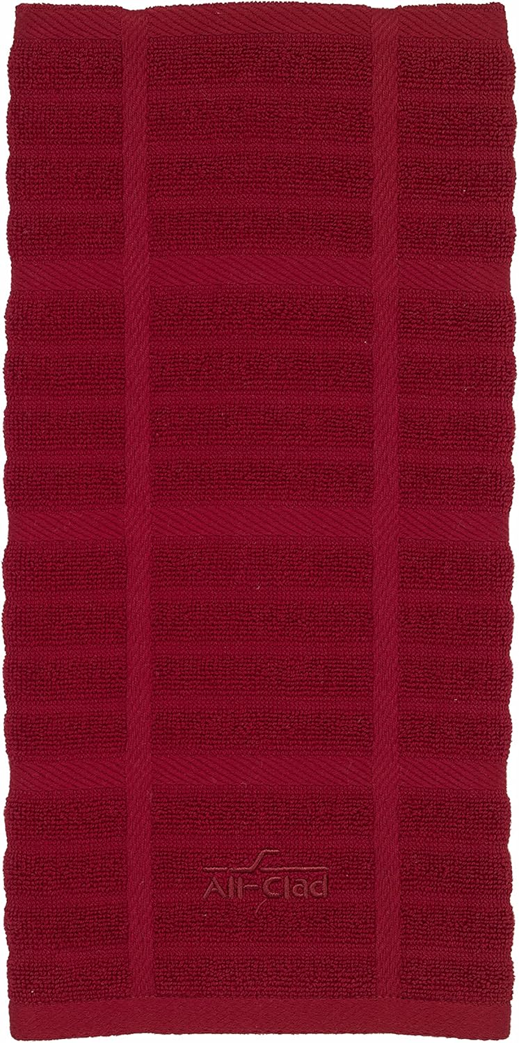 All-Clad Solid Kitchen Towel: Highly Absorbent, Super Soft Long Lasting - 100% Cotton, 17"x30" Tea Towel for Cleaning & Drying Dishes, Pans, Glassware, or Countertops, (1-Pack), Chili