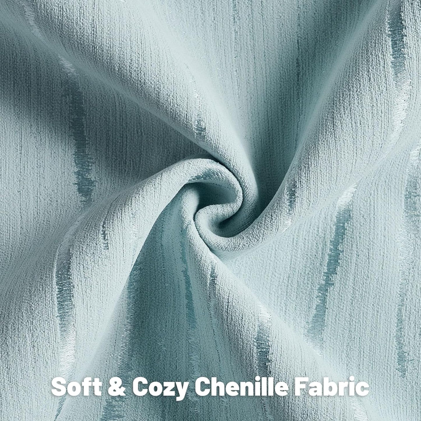 FUTEI Light Blue Chenille Decorative Throw Pillow Covers 24x24 Inch Set of 2,Soft Embossed Striped Textured European Cushion Case,Modern Home Decor for Couch Bed Living Room