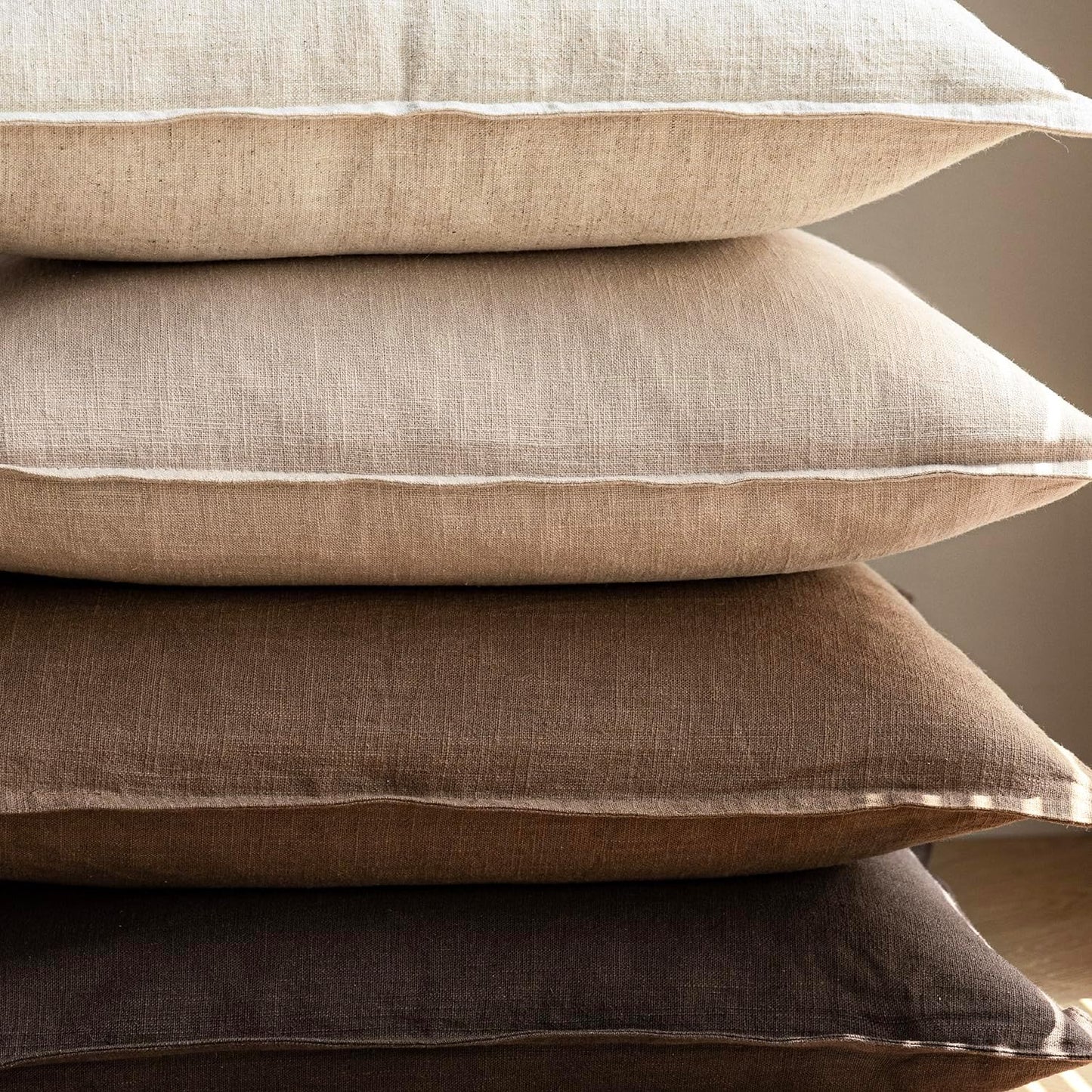 Foindtower Pack of 2, Decorative Linen Soild Throw Pillow Covers Soft Accent Cushion Case Boho Farmhouse Neutral Pillowcase for Couch Sofa Bedroom Living Room Home Decor 12 x 20 Inch Reddish Brown