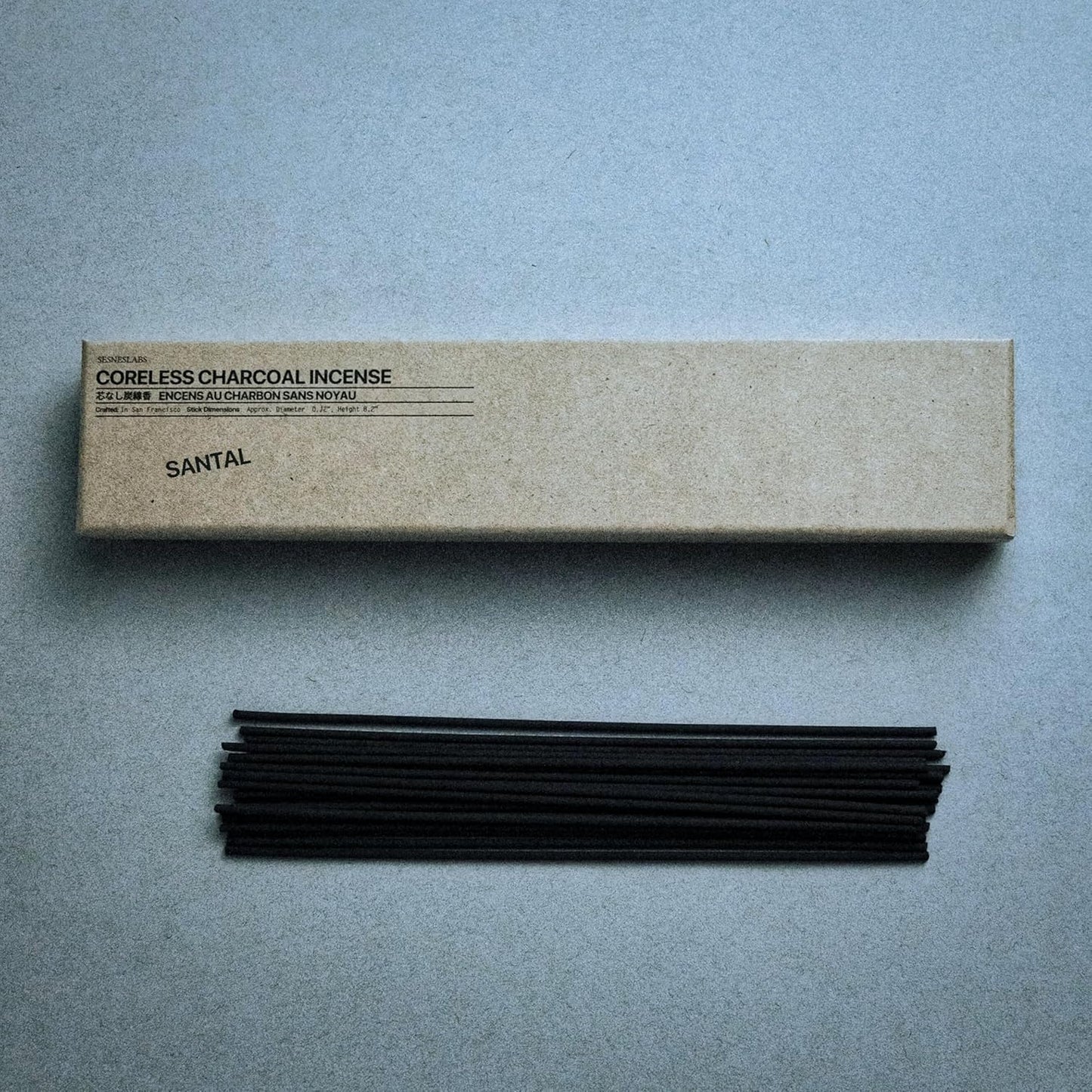 Santal Coreless Pure Incense Sticks, Artisan-Crafted Niche Scent, Exclusive Low-Smoke Bamboo Charcoal Formula, Clean-Burning, 1-Hour Burn Time, 20 Sticks