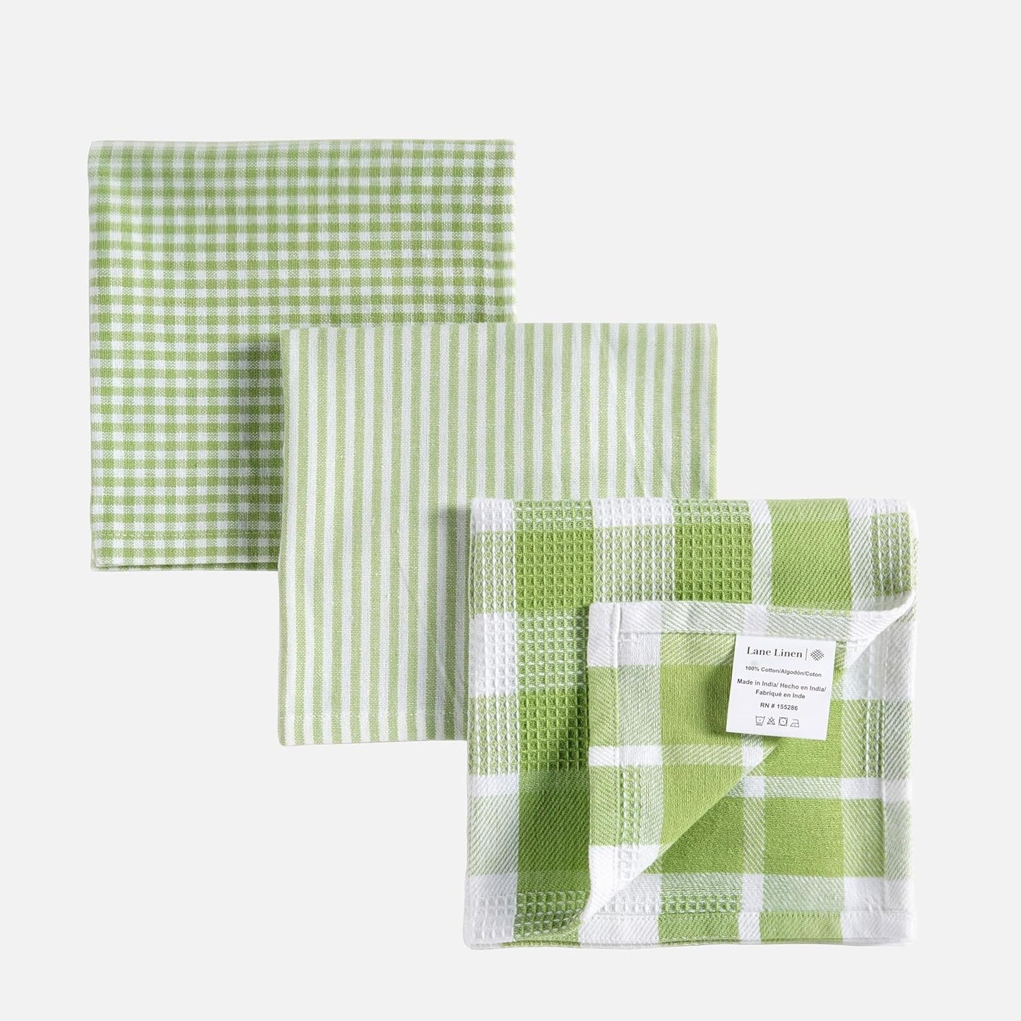 LANE LINEN 100% Cotton Kitchen Dish Cloths, Ultra Soft Absorbent Quick Drying Dish Towels, Multiweave Wash Cloths Dish Towel Sets, 12x12 Inches, 12 Pack - Sage Green