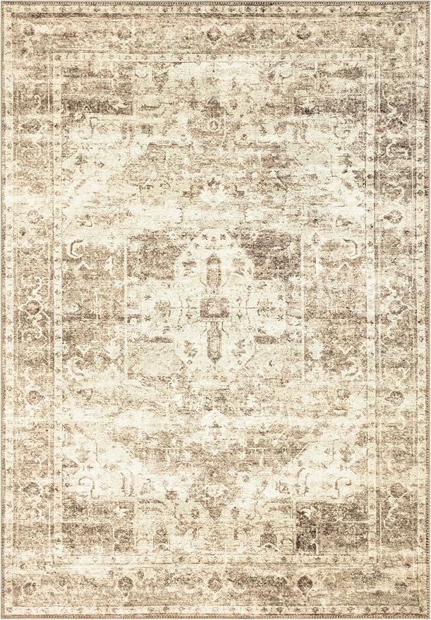 Keen Home Design 5x7 Rug - Machine Washable Area Rug with Non-Slip Backing, Ideal for Living Room, Dining Room, Bedroom - Vintage, Easy Clean, Durable, Low Pile - (5' x 7')
