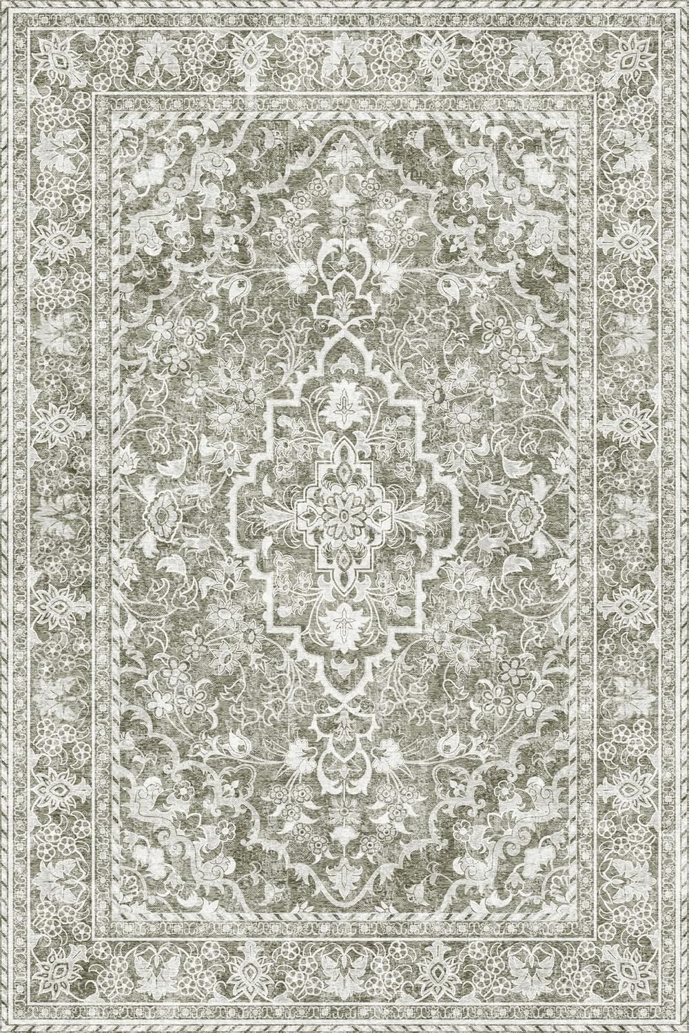 Washable Area Rug 4x6 | Non Slip Area Rug for Living Room, Bedrooms, Dining Room | Ultra-Soft Flannel Carpet Area with Rubber Backing (Sand, 4x6)