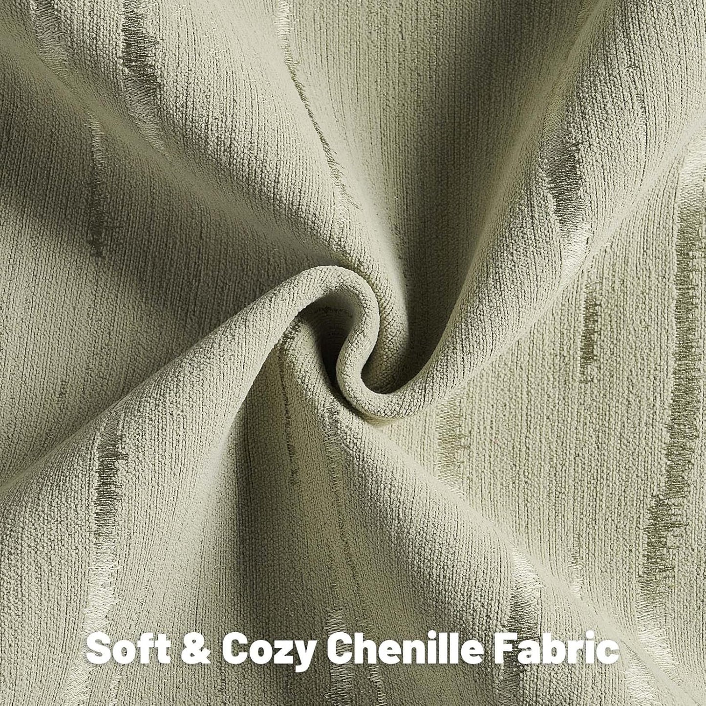 FUTEI Olive Green Chenille Decorative Throw Pillow Covers 26x26 Inch Set of 2,Soft Embossed Striped Textured Euro Pillow Shams,Modern Home Decor for Couch Bed Living Room