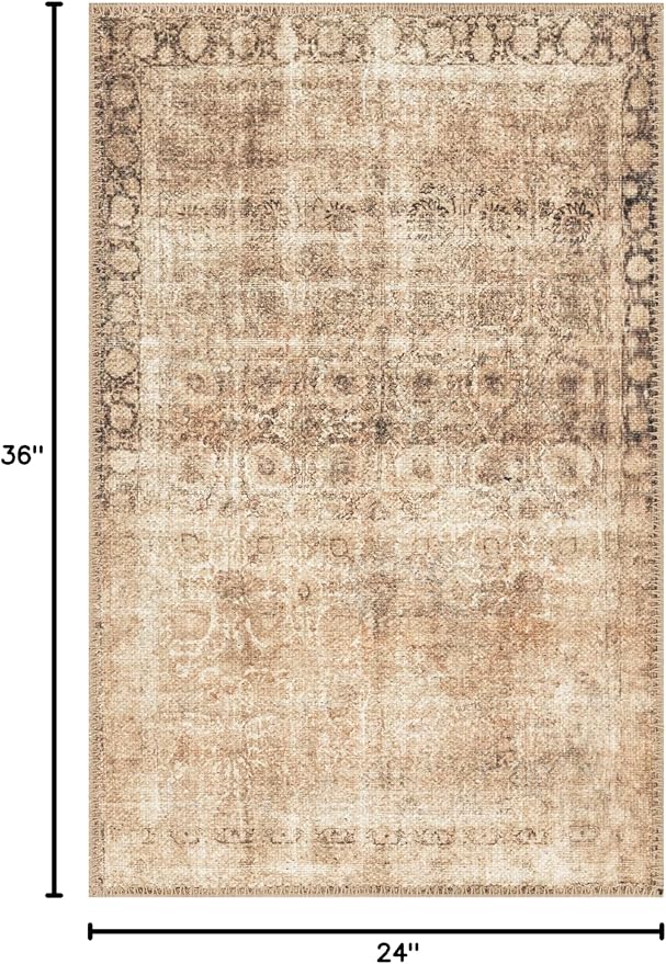 Keen Home Design 2x3 Rug - Machine Washable Entry Rug with Non-Slip Backing, Ideal for Enteryway, Kitchen, Bathroom, Laundry Room - Vintage, Easy Clean, Durable, Low Pile - (2' x 3')