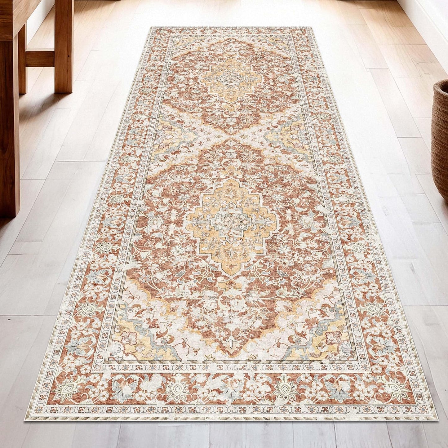 Washable Runner Rug 2x6 | Non Slip Rug Runners for Hallways, Entryways, Kitchens, Bathrooms, Bedrooms | Ultra-Soft Flannel Carpet Runners with Rubber Backing (Brick Red, 2x6)