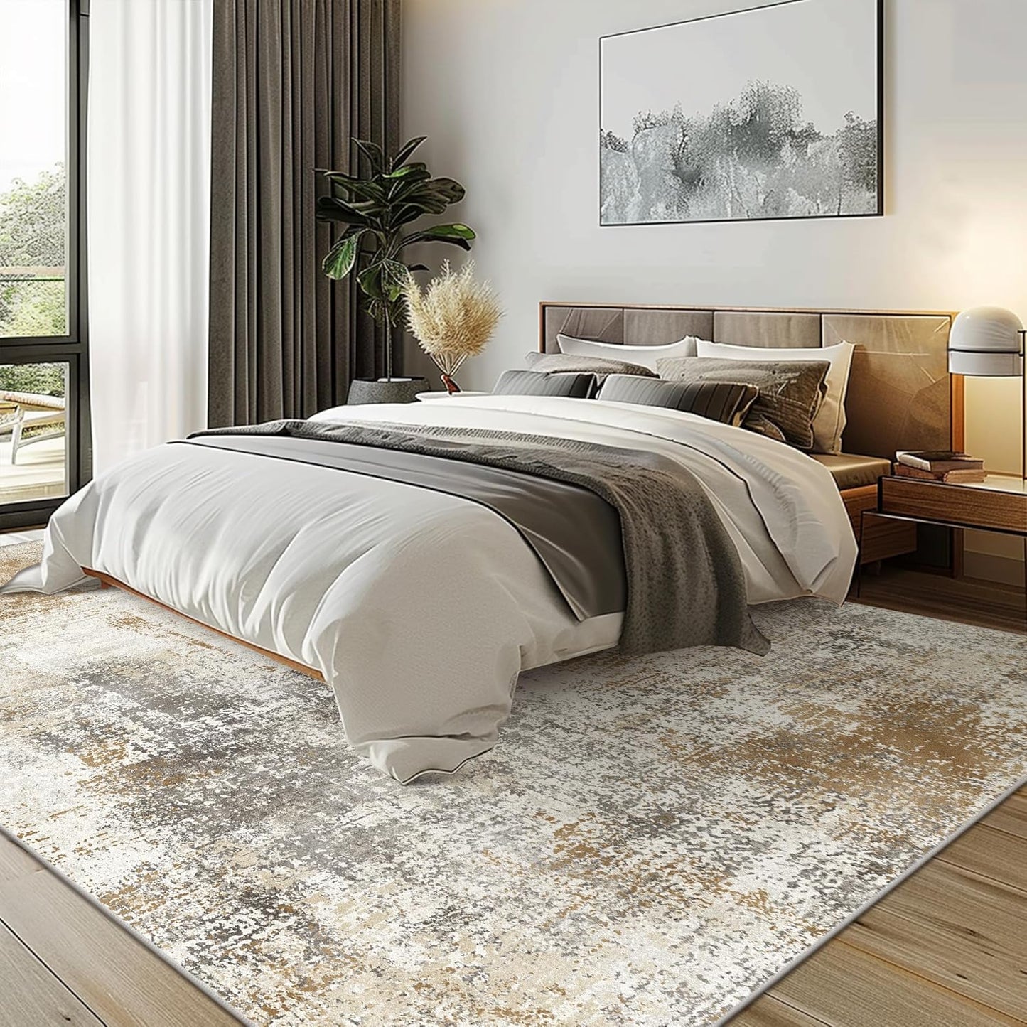 8X10 Area Rug for Bedroom Living Room, Modern Abstract Machine Washable Area Rug, Large Soft Low Pile Carpet with Non-Slip Backing for Dining Room