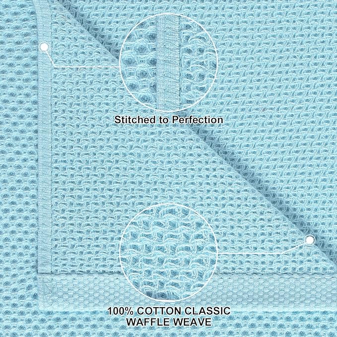 Homaxy 100% Cotton Kitchen Towels and Dishcloths Set, 12 x 12 Inches and 13 x 28 Inches, Set of 10 Bulk Kitchen Towels Set, Ultra Soft Absorbent Dish Cloths for Washing Dishes, Sky Blue