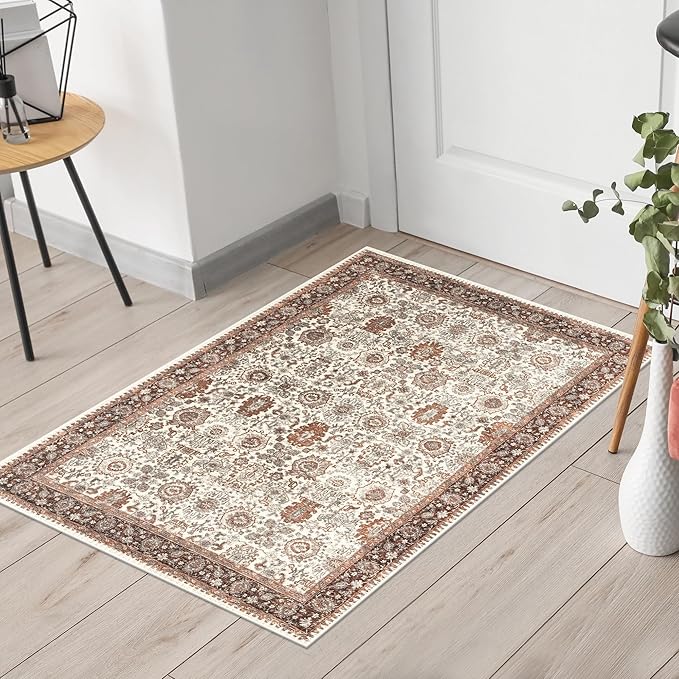 Keen Home Design 2x3 Rug - Machine Washable Entry Rug with Non-Slip Backing, Ideal for Enteryway, Kitchen, Bathroom, Laundry Room - Vintage, Easy Clean, Durable, Low Pile - (2' x 3')