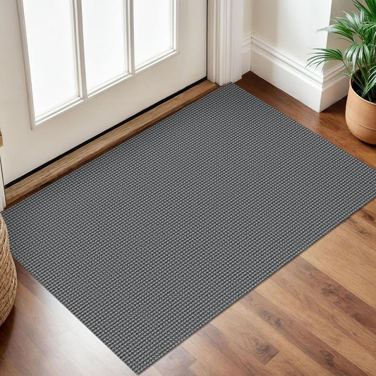 IOHOUZE Small Area Rug 2x3 Washable Woven Rugs for Entryway Non Slip Rubber Backed Front Door Rugs Indoor Doormat Throw Rug Floor Carpet for Entrance Kitchen, Dark Grey
